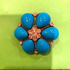 Vintage turquoise costume brooch